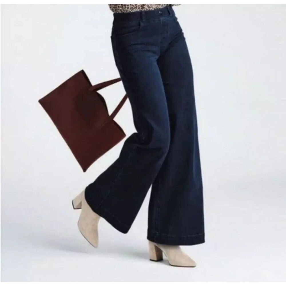 Betabrand Dark Blue Wide-Leg Jeans